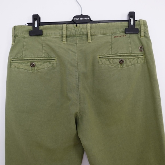 Incotex Men's Slim Fit Stretch Green-Khaki Pants Size 34 - Picture 6 of 9